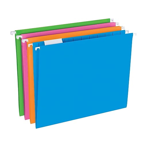 5/Pack Assorted Letter Size 1InTheOffice Poly Expanding Hanging File Folders 