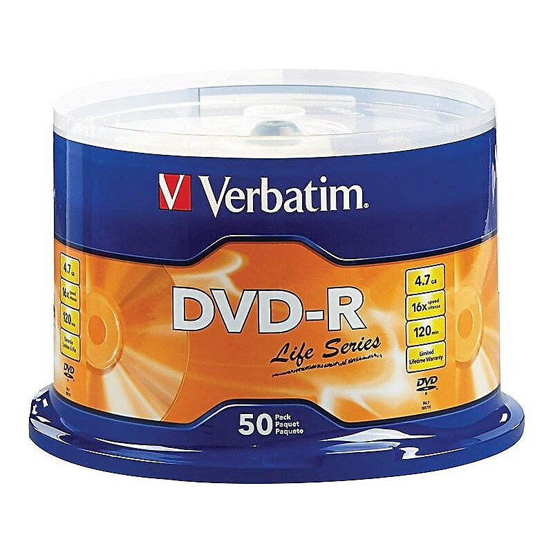 Verbatim Life Series 97176 16x DVD-R, Silver, 50/Pack image 1