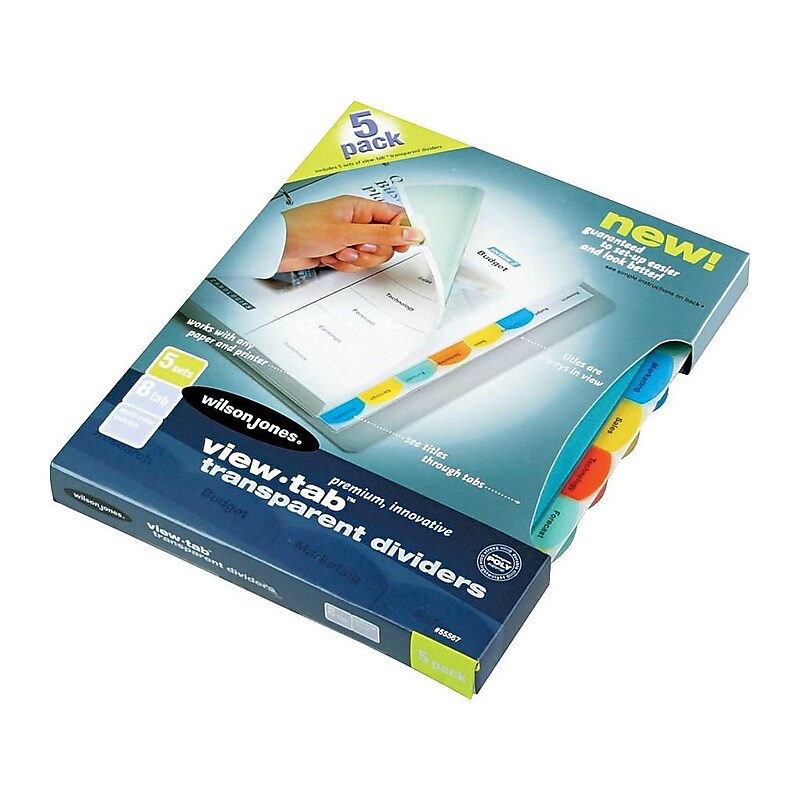 Wilson Jones View-Tab Filing Dividers, Letter Size, Multicolor, 5/Pack(W55567) image 1