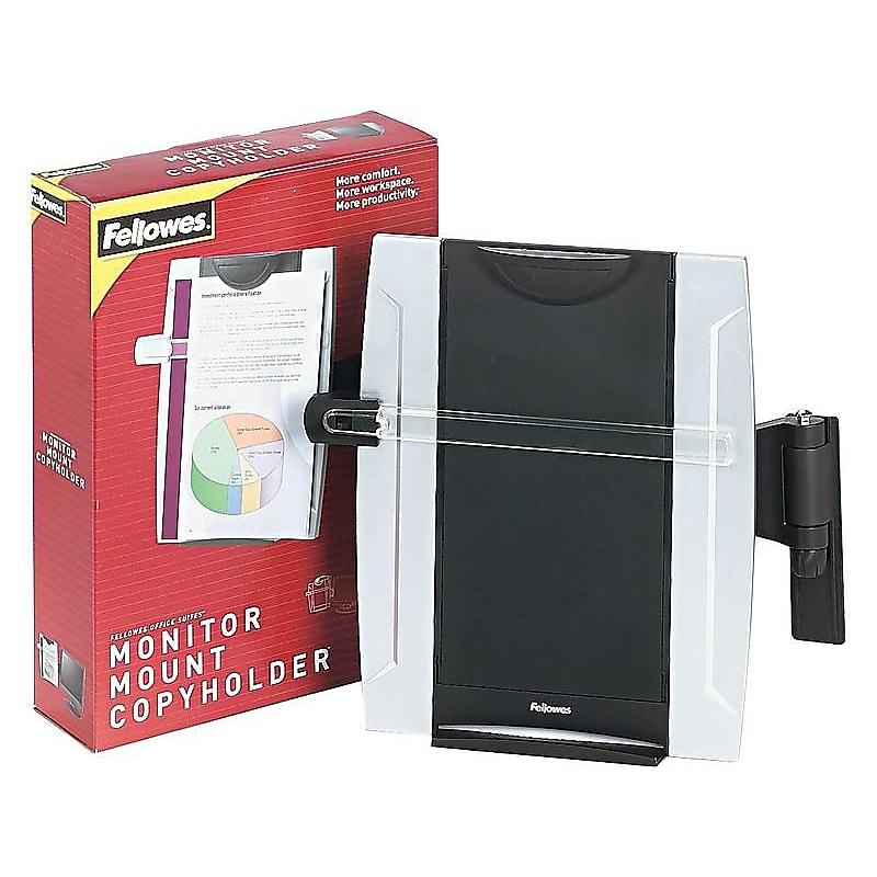 Fellowes Office Suites Monitor Metal Document Holder Mount with Clip & Guide Bar, Black/Silver (8033301) image 1