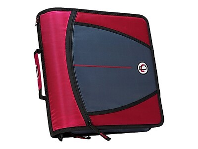 Case-it The Mighty Zip Tab Zipper Binder - 3 Inch O-Rings - 5 Color Tab Expanding File Folder - Multiple Pockets - 600 Sheet Capacity - Comes with Shoulder Strap - Fire Engine Red D-146