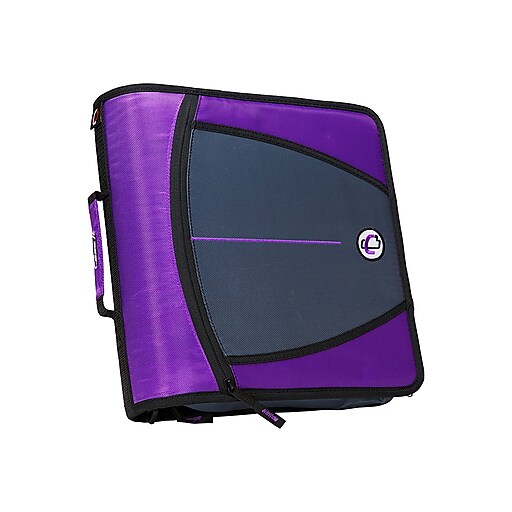 Case It Mighty Zip Tab 3" 3Ring Zipper Binder, Purple (D146PUR) Staples