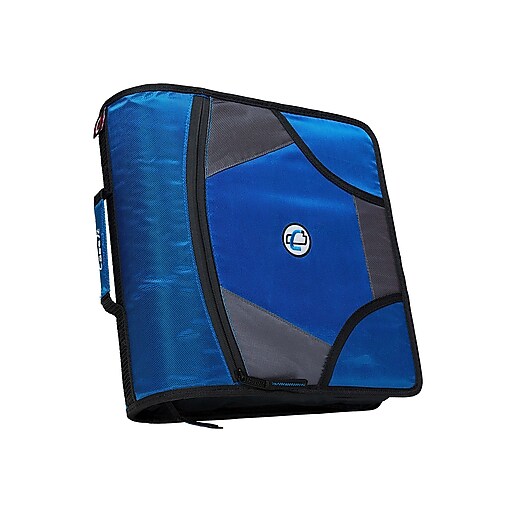 Case It King Sized Zip Tab 4" 3Ring Zipper Binders, DRing, Blue (D