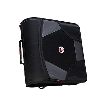 Case It King Sized Zip Tab 4" 3-Ring Zipper Binders, D-Ring, Black (D-186 BLK)