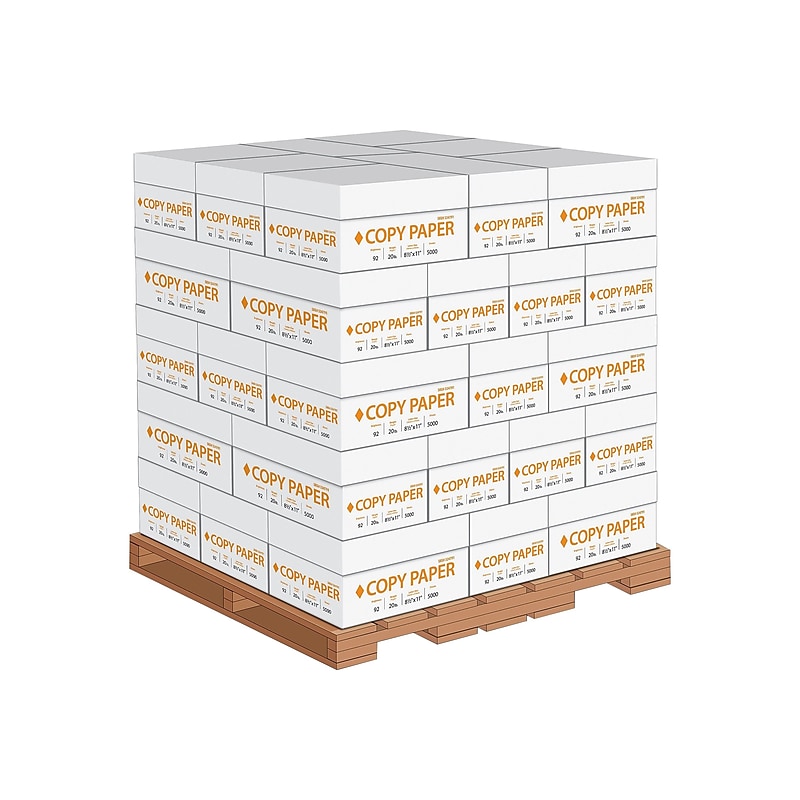8.5" x 11" Copy Paper, 20 lbs., 92 Brightness, 500 Sheets/Ream, 400 Reams/Pallet (324791-LQO) image 1