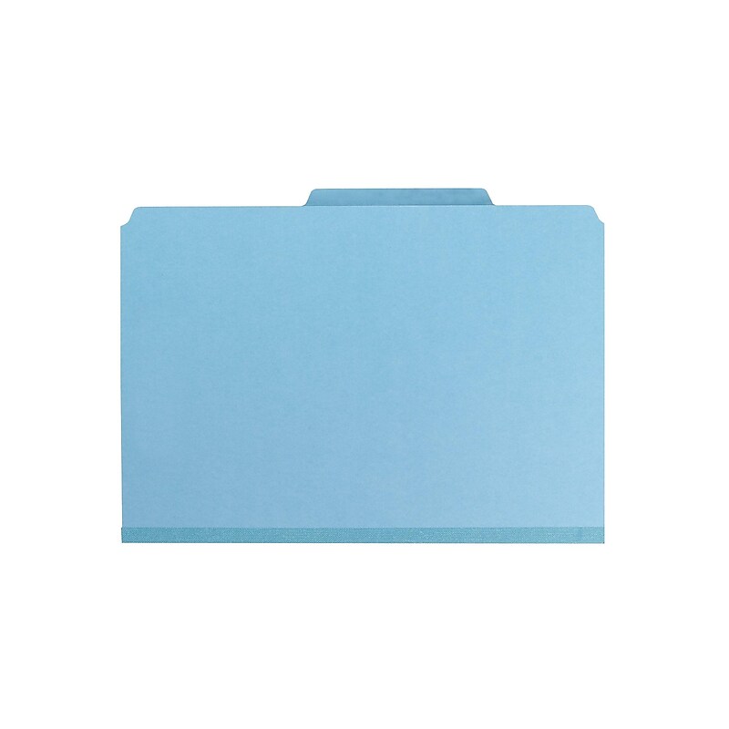 Smead Pressboard Classification Folders with SafeSHIELD Fasteners, 2" Expansion, Legal Size, Blue, 10/Box (19081) image 1