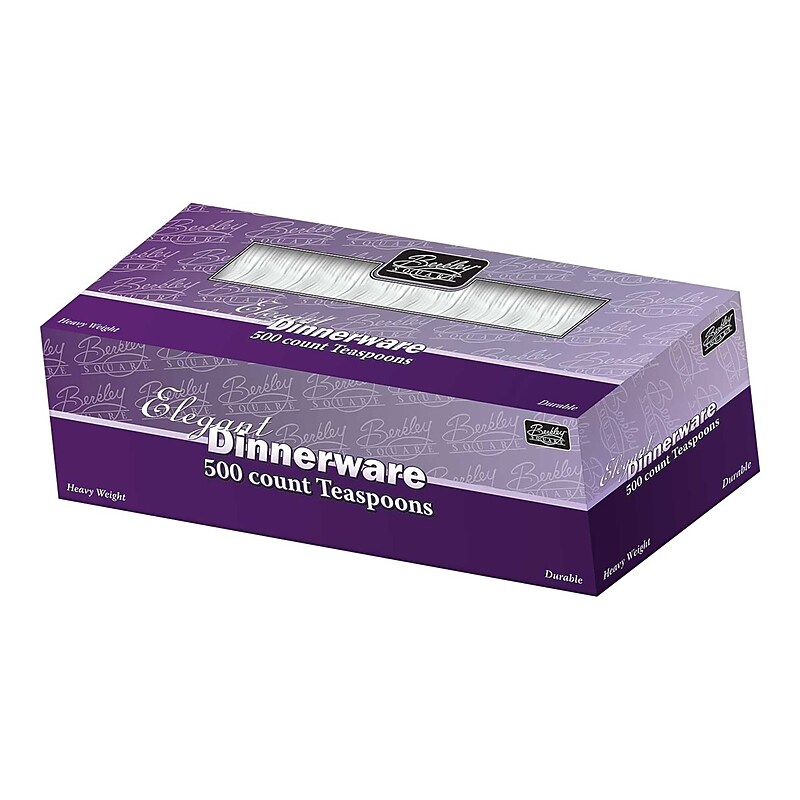 Berkley Square Elegant Dinnerware Plastic Teaspoon, Heavy-Weight, White, 500/Box (1073010) image 1