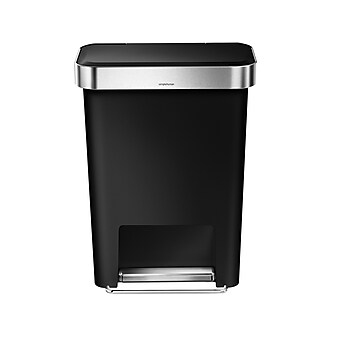 simplehuman Indoor Step Trash Can, Black Plastic, 12 Gal. (CW1385)