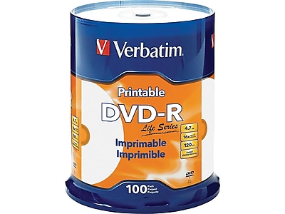 Verbatim Life Series - 100 x DVD-R - 4.7 GB (120min) 16x - white - ink jet printable surface  printable inner hub - spindle