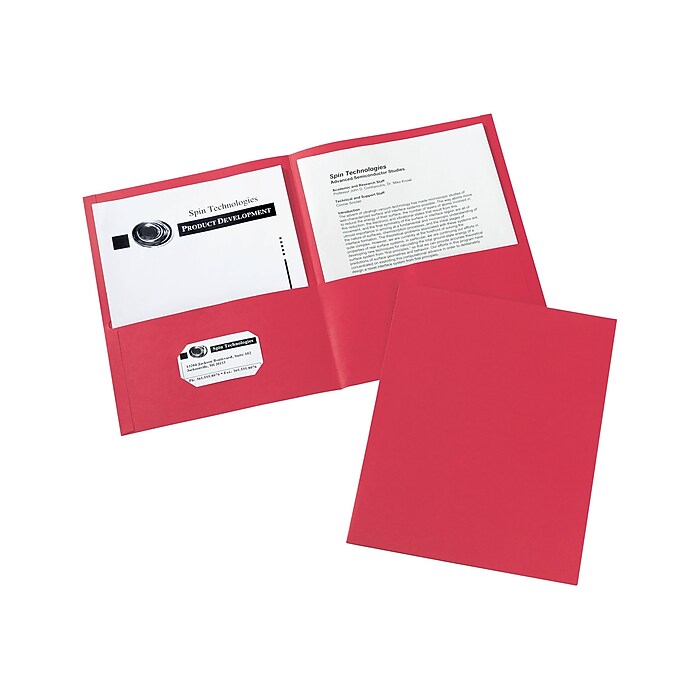 Avery 2-Pocket Porfolio Folders, Red, 25/Box (47989) | Staples