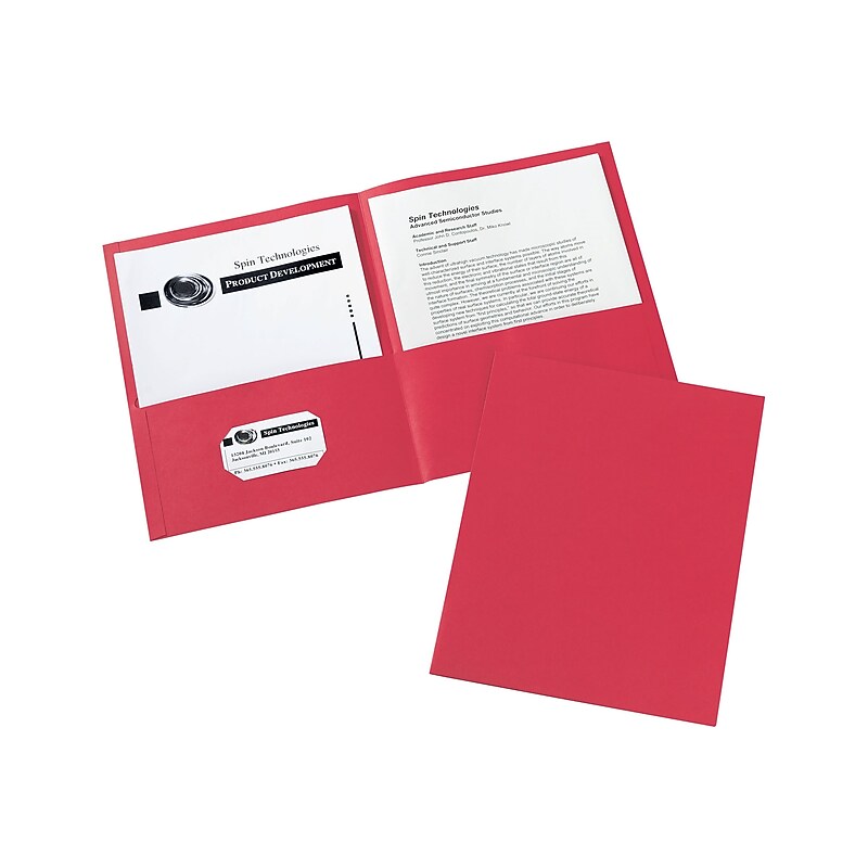 Avery 2-Pocket Porfolio Folders, Red, 25/Box (47989) image 1