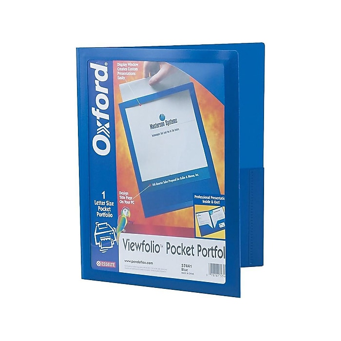 Oxford ViewFolio Twin Presentation Folder, Blue (OXF 57441) | Staples