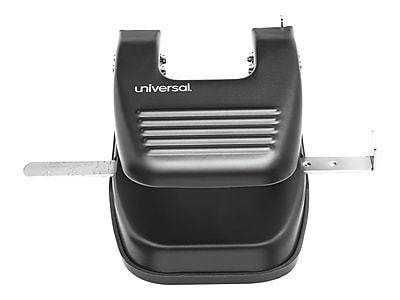 Universal 12-Sheet Deluxe Two- and Three-Hole Adjustable Punch, 9/32 Holes, Black