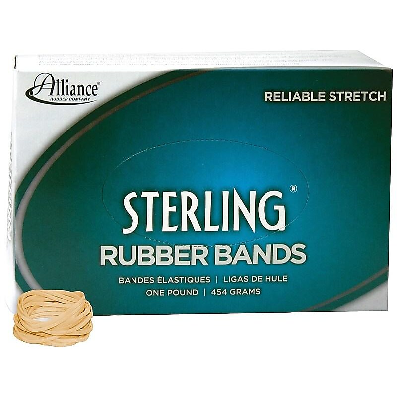 Alliance Rubber Sterling Multi-Purpose #12 Rubber Bands, 1.75" x 0.0625", Natural Crepe, 3400/Pack (24125) image 1