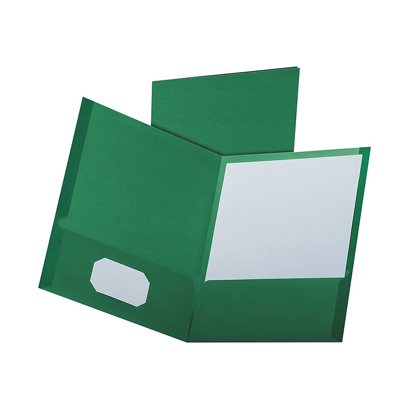 Oxford Linen 2-Pocket Portfolio Folders, Hunter Green, 25/Box (53434EE) image 1