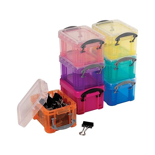 Really Useful Box 17 Liter Plastic Stackable Storage Container w/ Snap Lid  & Built-In Clip Lock Handles for Home & Office Organization, Clear (2 Pack)