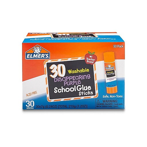 Elmer's School Glue Sticks, 0.24 oz., Purple, 30/Pack (2159542) Staples