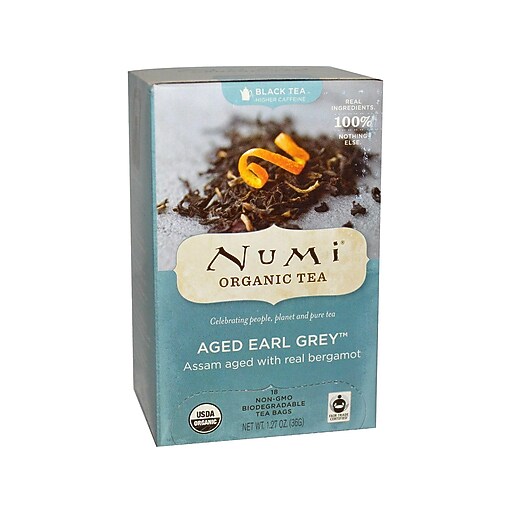 Numi® Aged Earl Grey Organic Black Tea, Higher Caffeine, 18 Tea Bags