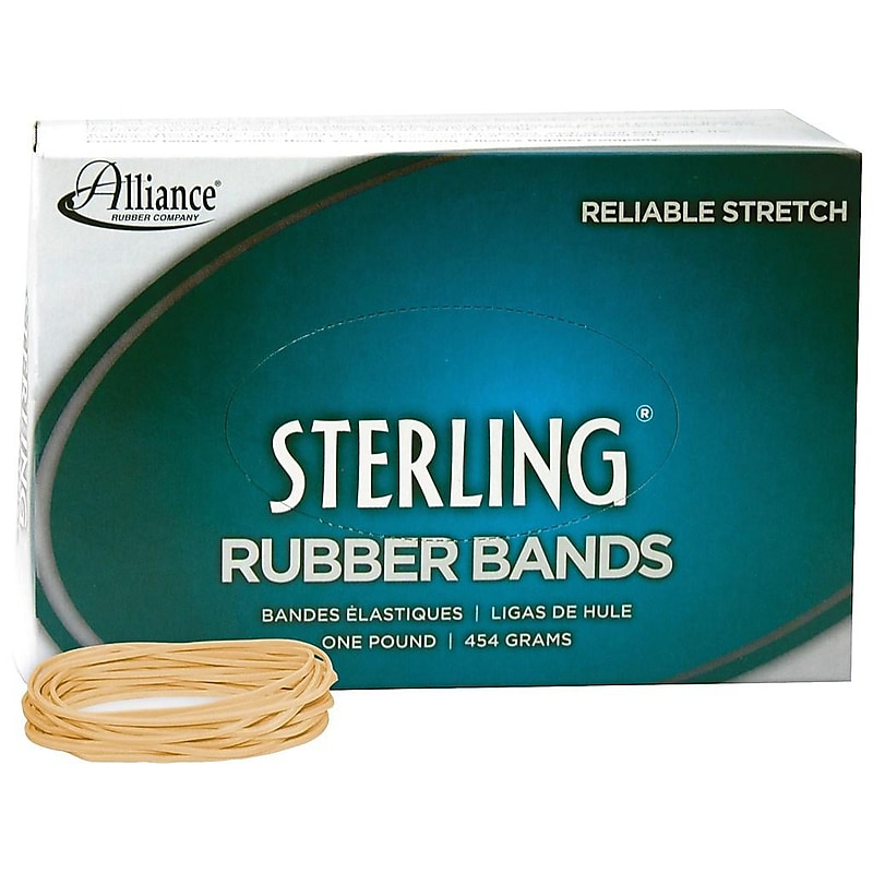 Alliance Rubber Sterling Multi-Purpose #19 Rubber Bands, 3.5" x 0.0625", Natural Crepe, 1700/Pack (24195) image 1