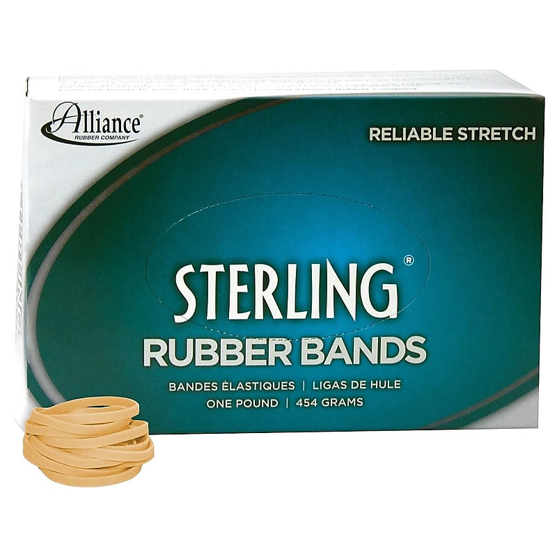 Alliance Rubber Sterling Multi-Purpose #32 Rubber Bands, 3" x 0.125", Natural Crepe, 950/Pack (24325) image 1