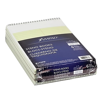 Ampad Steno Book, 6" x 9", Gregg Ruled, Green Tint, 80 Sheets/Pad, 6 Pads/Pack (TOP 25-278)