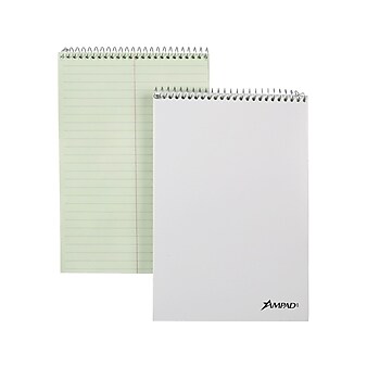 Ampad Steno Book, 6" x 9", Gregg Ruled, Green Tint, 80 Sheets/Pad, 6 Pads/Pack (TOP 25-278)