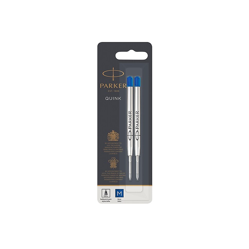 Parker Quink Gel-Ink Pen Refills, 0.7 mm, Medium Tip, Blue Ink, 2/Pack (1950364) image 1