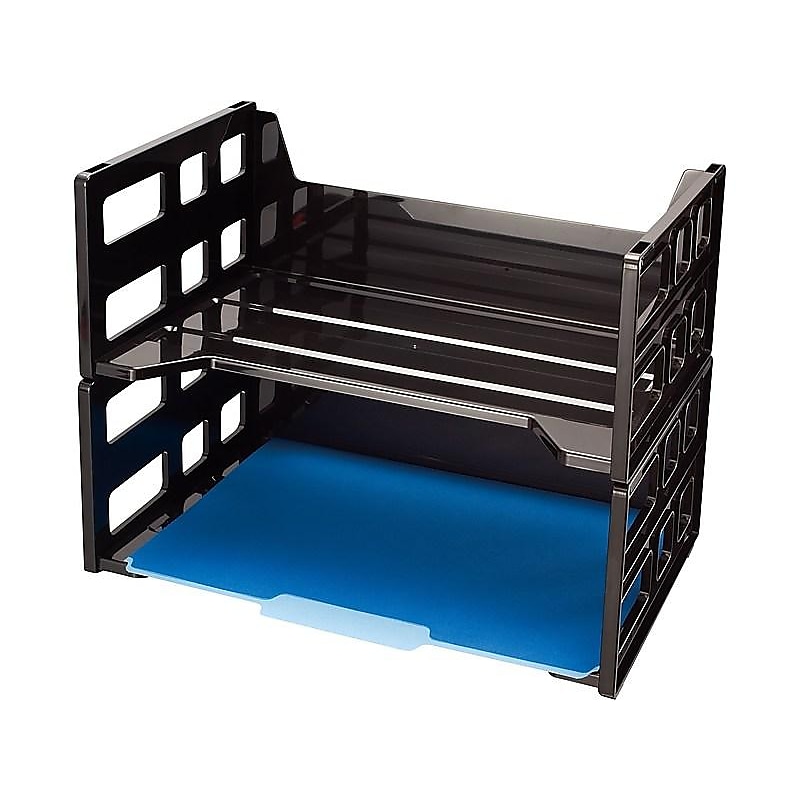 Officemate Side Loading Letter Trays, Black Plastic, 2/Pack (26056) image 1