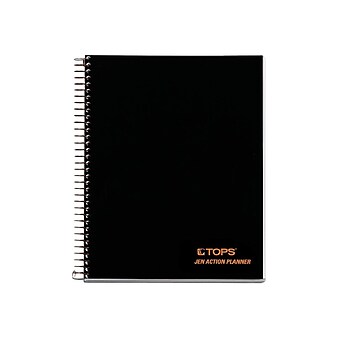 TOPS JEN Action Planner, 6-3/4" x 8-1/2", 84 Sheets, Cornell Ruled, Glossy Black (TOP 63827)