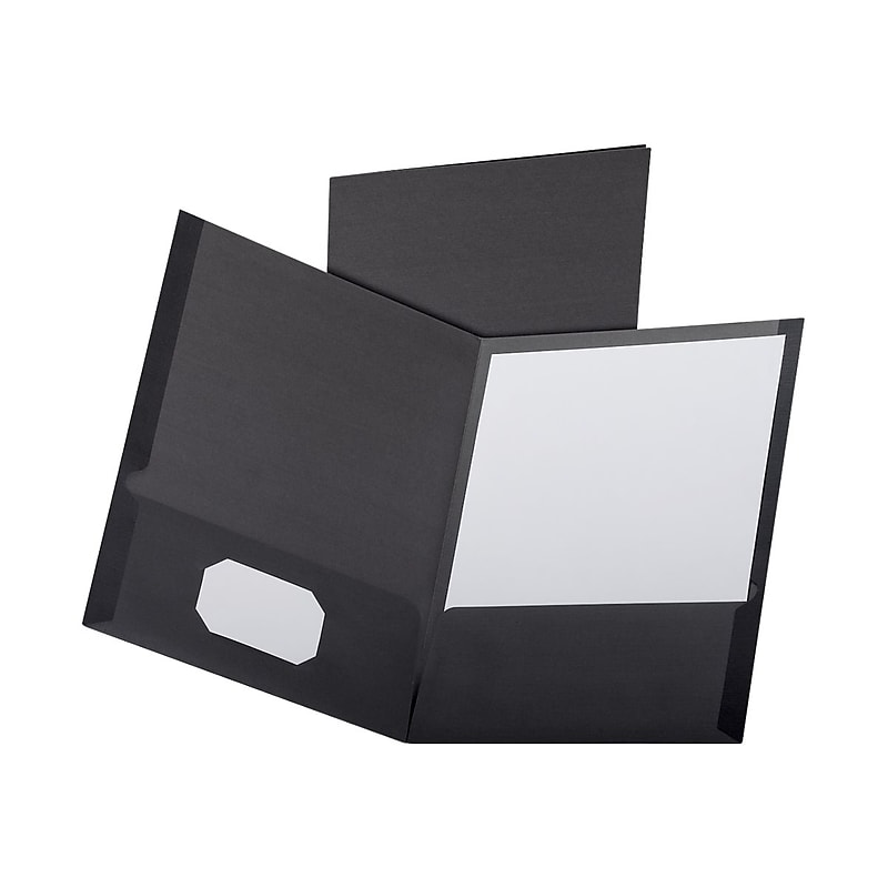 Oxford Linen Twin Pocket Portfolio Folders, Black, 25/Box (OXF 53406) image 1