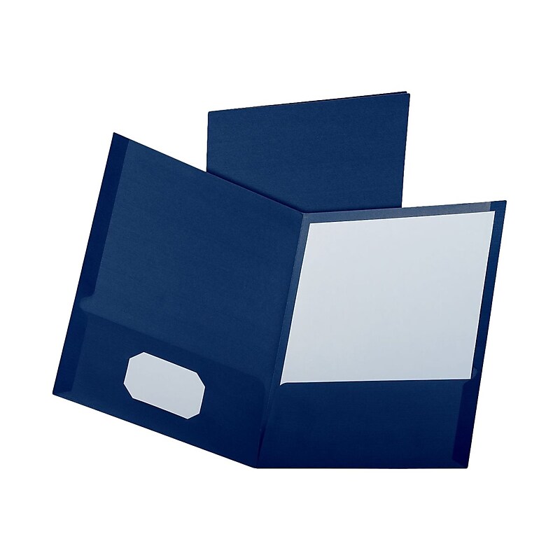 Oxford Linen Twin Pocket Portfolio Folders, Navy, 25/Box (OXF 53443) image 1