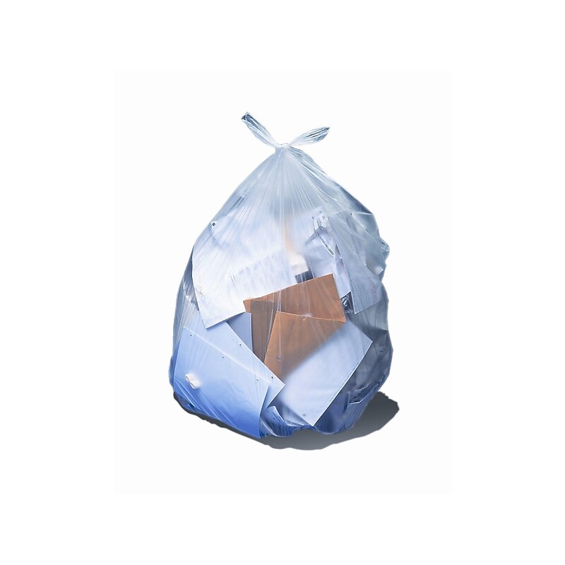 Heritage 7-10 Gallon Industrial Trash Bag, 24" x 23", Low Density, 0.35 Mil, Clear, 1000 Bags/Box (D4823RC) image 1