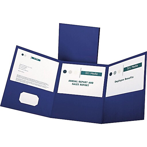Oxford TriFold Presentation Folders, Blue, 20/Box (OXF 59802) Staples