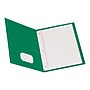 Oxford 2-Pocket 0 Smooth 2-Pocket Paper Portfolio Folder with Fasteners, Hunter Green, 25/Box (57756EE)~#|#~sp42717786_sc7