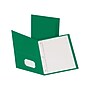 Oxford 2-Pocket 0 Smooth 2-Pocket Paper Portfolio Folder with Fasteners, Hunter Green, 25/Box (57756EE)~#|#~sp42717787_sc7