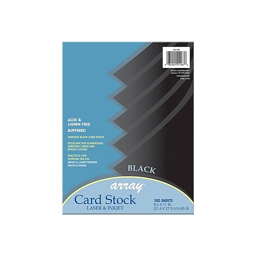 Paper Accents Note Cards Black - Black 8.5'' x 11'' Glossy