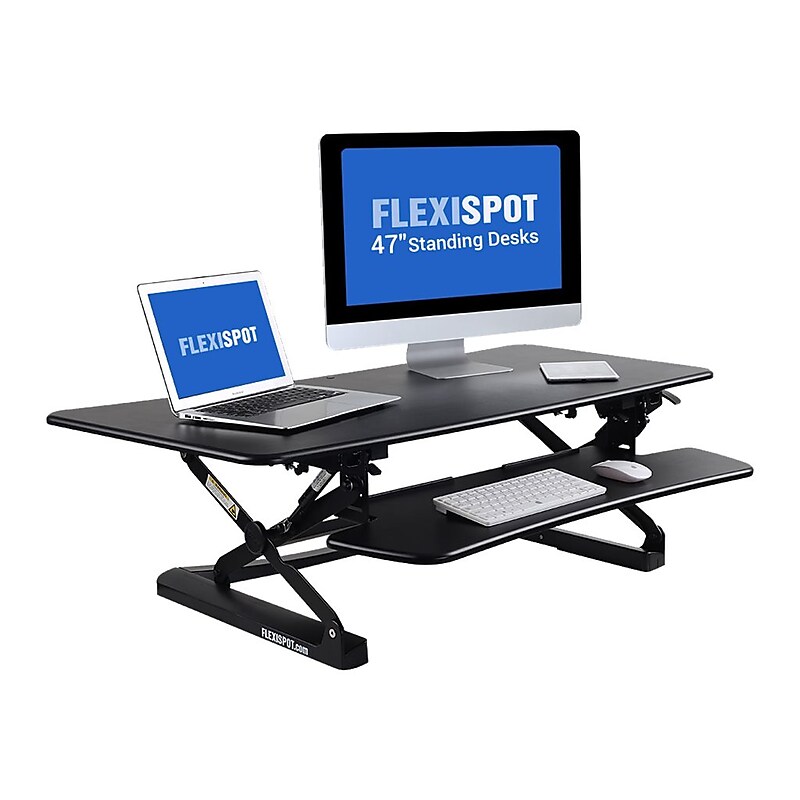 FlexiSpot 47"W Manual Sit-Stand Desk Converter, Black (M3B) image 1
