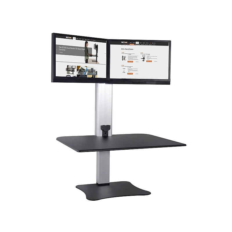 Victor Technology 28" W High Rise™ Electric Dual Monitor Standing Desk, Laminate Wood (DC450) image 1