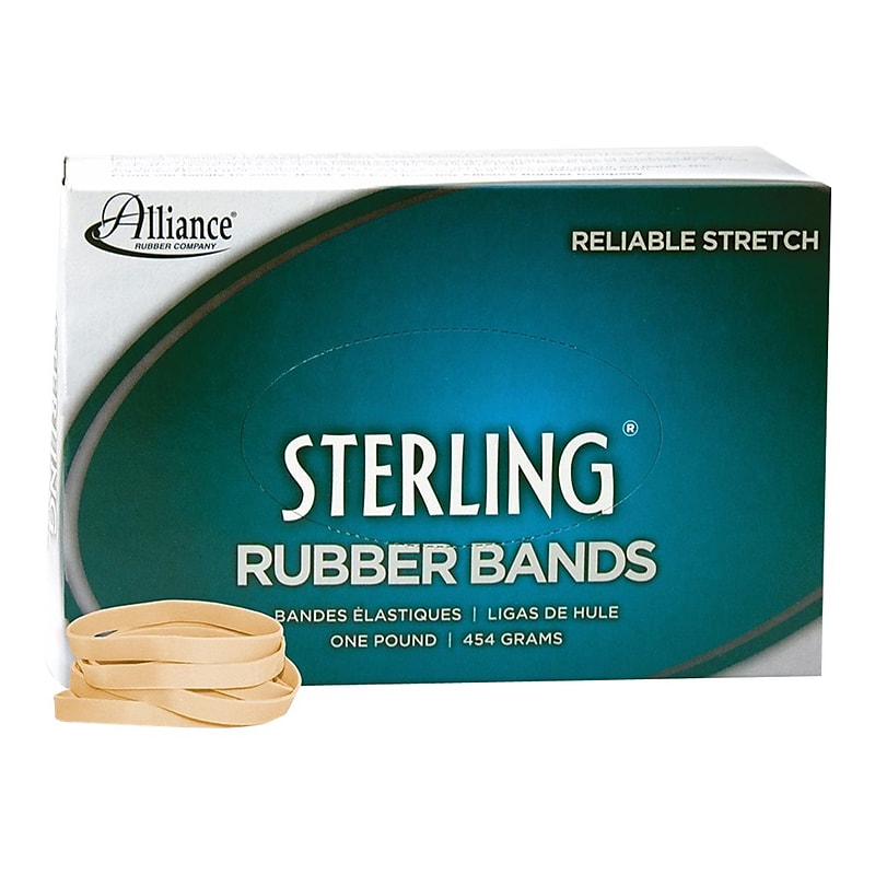 Alliance Rubber Sterling Multi-Purpose #62 Rubber Bands, 2.5" x 0.25", Natural Crepe, 600/Pack (ALL24625) image 1
