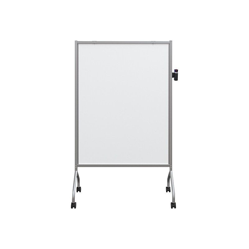 Essentials by Balt Mobile Magnetic Dry-Erase Whiteboard, Anodized Aluminum Frame, 6' x 4' (62542) image 1