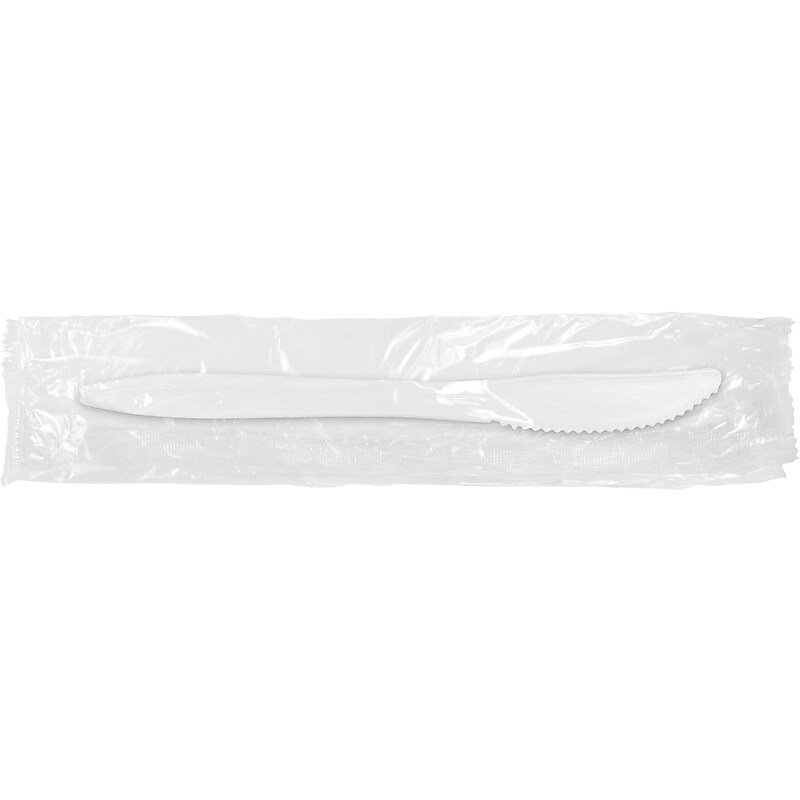 Berkley Square Individually Wrapped Polypropylene Knives, Medium-Weight, White, 1000/Carton (PKMS) image 1