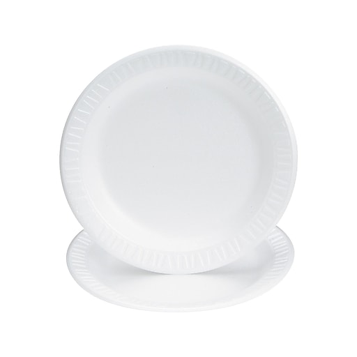 Solo Concorde Foam Plates, White, 125/Pack (9PWCR) | Staples