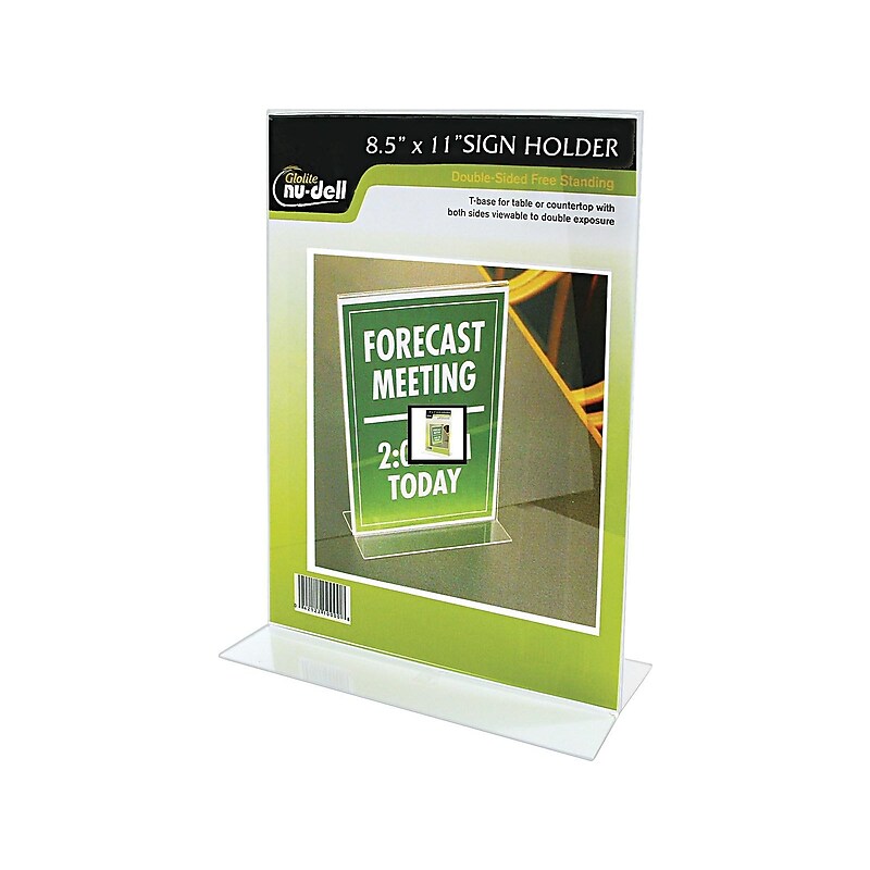 NuDell Sign Holder, 8.5" x 11", Clear Plastic (38020) image 1