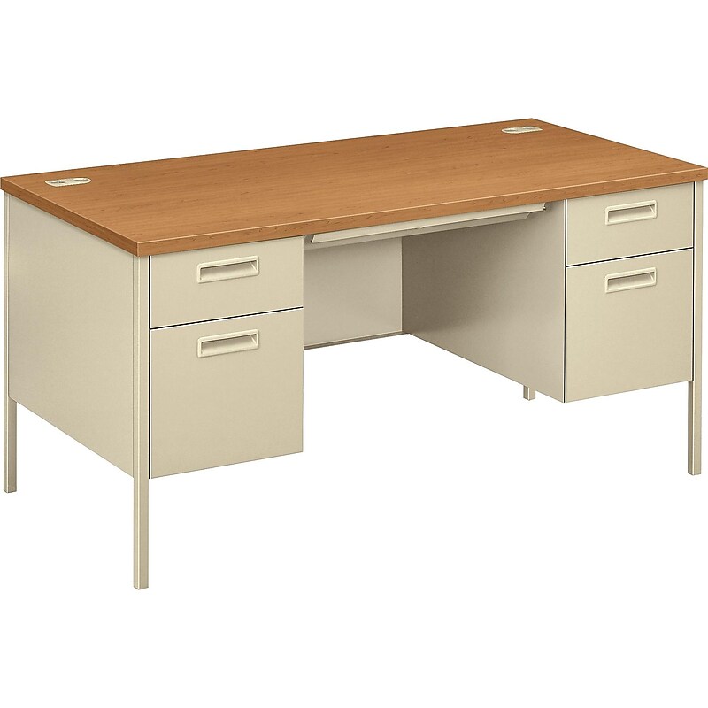 HON Metro Classic 60" Double Pedestal Desk, Harvest (HONP3262CL) image 1