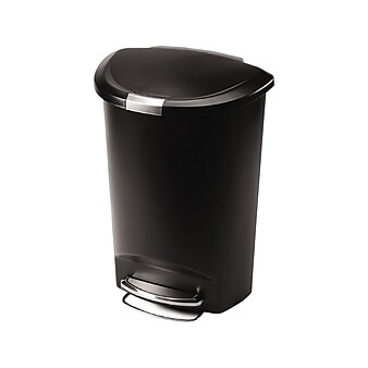 simplehuman Indoor Step Trash Can, Black Plastic, 13 Gal. (CW1355)