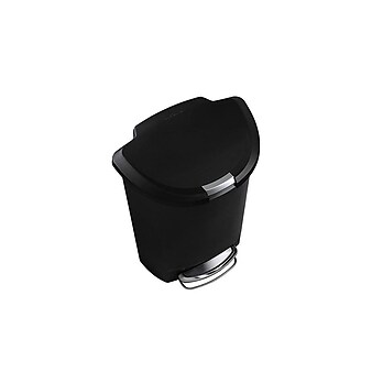 simplehuman Indoor Step Trash Can, Black Plastic, 13 Gal. (CW1355)