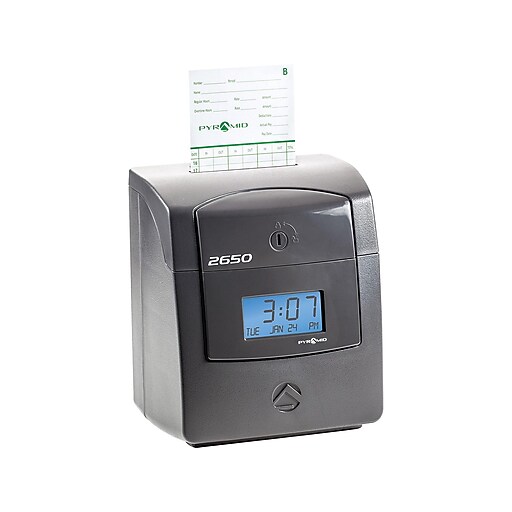 Pyramid Punch Card Time Clock System, Charcoal (2650) Staples