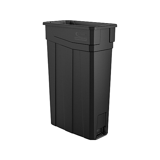 Suncast Slim Indoor Trash Can w/ No Lid, Black Poly, 23 Gal. (TCN2030BK