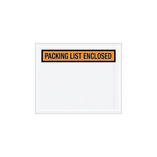 Packing List Envelopes, 4 1/2"H x 5 1/2"W, Orange Panel Face, "Packing