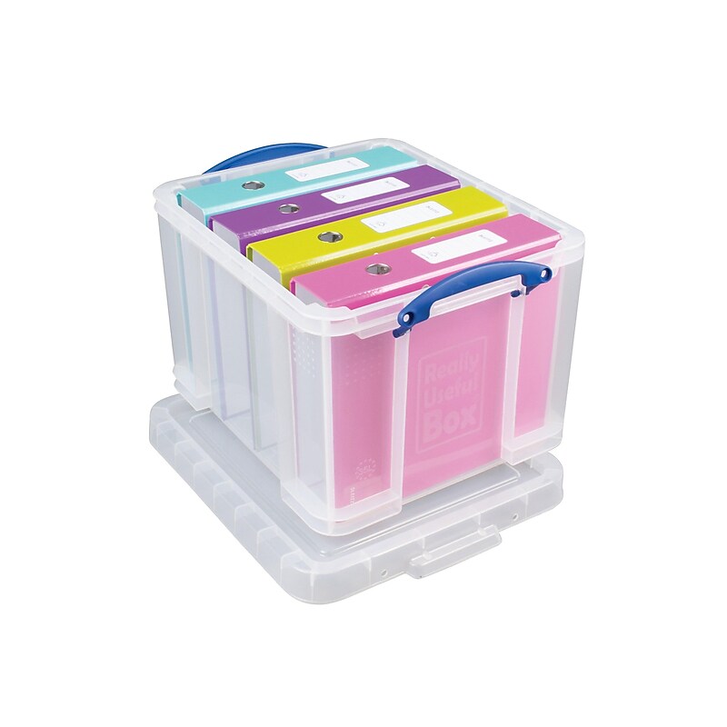 Really Useful Box 32 Liter Snap Lid Storage Bin, Clear, 3/Pack (32LC-PK3C) image 1